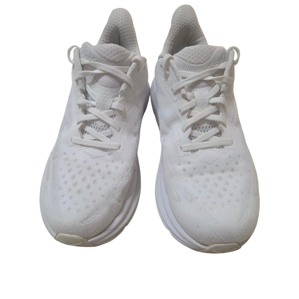 Hoka One One Clifton 9 Womens Size 8D Wide White Athletic Running Shoes S.2